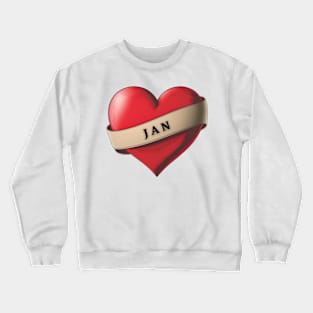 Jan - Lovely Red Heart With a Ribbon Crewneck Sweatshirt